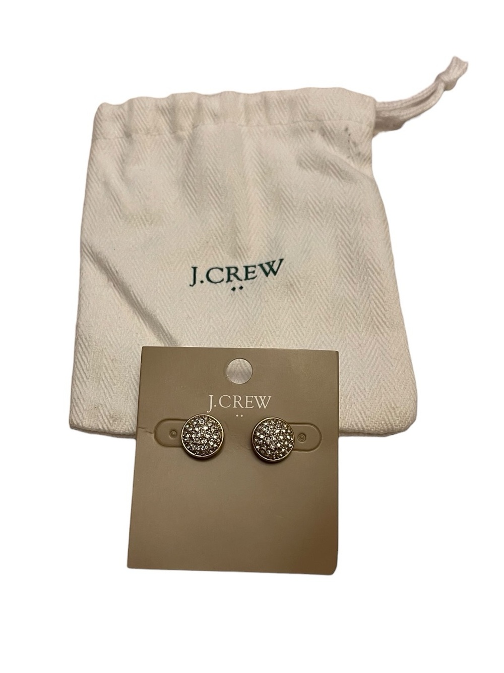 J.Crew Fireball Pavé Crystal Stud Earrings with Dust Bag NWT